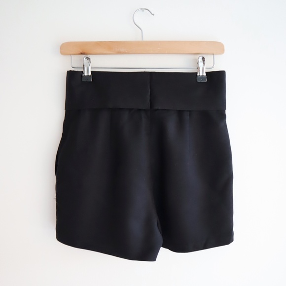 Belted High Waist Soft Linen Shorts - Black, XS - Picture 3 of 5